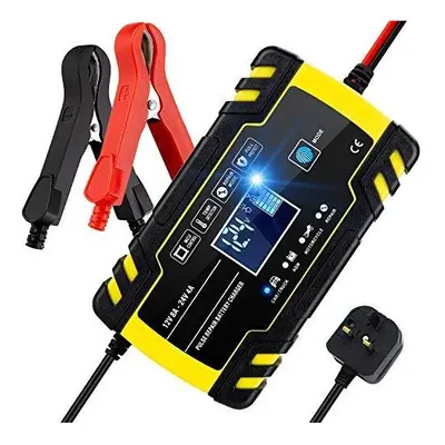 BUDDYGO Car Battery Charger, 12V/24V 8Amp Intelligent Automatic Battery Charger/Maintainer Deliv