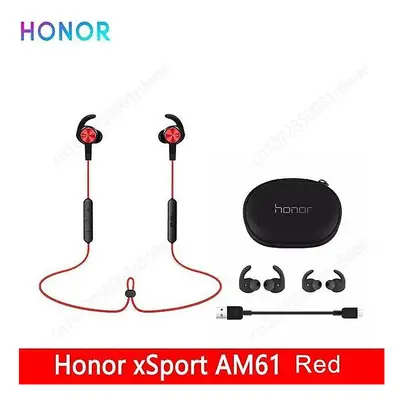 (Red) New Honor Xsport Am61 Earphone Bluetooth Wireless Connection With Mic In-ear Style Charge 