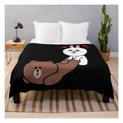 Fleece Throw Blanket Brown bear cony bunny rabbit be my lover for Sofa Couch Kids x Inches