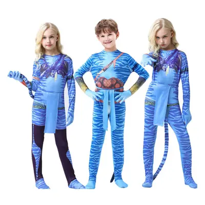 (7-8Years, A) Kids Boy Girls Avatar Cosplay Costume Jumpsuit Fancy Dress Up Party Carnival Hallo