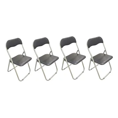 4X Padded Metal Folding Chairs Black Set Of