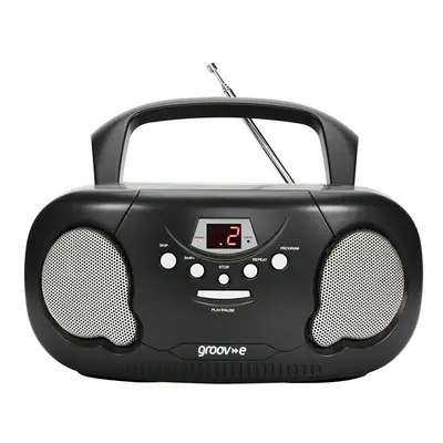 Groov-e Original Boombox Portable CD Player with AM/FM Radio and 3.5mm Aux-In GVPS733 - Black