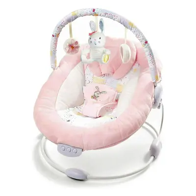 (Pink) Soft and Padded Baby Bouncer with Soothing Music and Vibration, Pretty Pink Rabbit Theme,