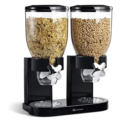 (Black) SQ Professional Double Cereal Dispenser 500g Cylinder X