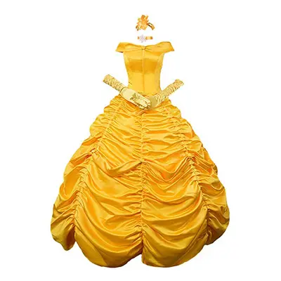 (XL) Beauty And Womens The Beast Princess Belle Cosplay Costume Fancy Ball Dress Gown