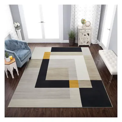 (200x290 cm, MILO- PRINTED RUG) Modern Non-Slip Rugs Printed Geometric Carpet Mat