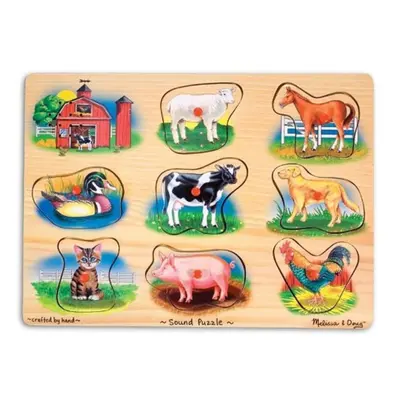 Melissa & Doug Farm Sound Puzzle - Wooden Peg Puzzle With Sound Effects (8 pcs)