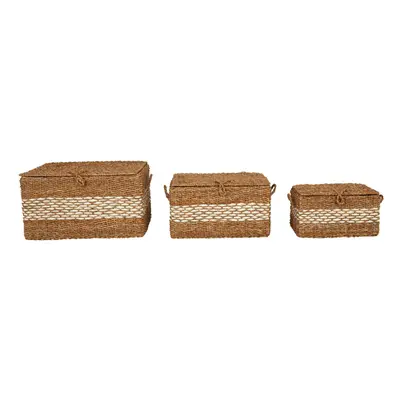 Premier Housewares Set of Three Seagrass Baskets with Lids