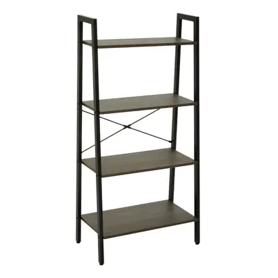 Premier Housewares Bradbury Four Tier Dark Oak Veneer Ladder Shelf Unit