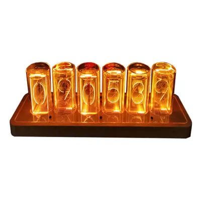 (GT332 Amber 6-tube) Time Tube Glow Tube Quasi-glow Tube Clock LED Digital Solid Wood Chinese Ni