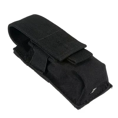 (Black) Nylon Single Mag Pouch Insert Flashlight Combo Clip Carrier For Duty Belt Hunting Gun Ac