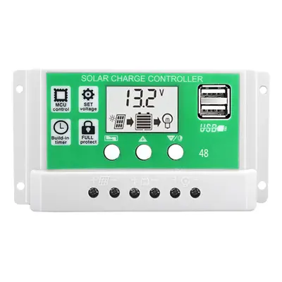 30A 12V 24V Solar Charge Controller Lithium Battery LCD Display USB Charged Solar Panel Charger