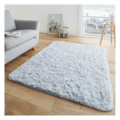 (120 x cm (3'9" x 5'6" Ft), Silver) FLUFFY RUG ANTI-SLIP SHAGGY RUGS Large Bedroom