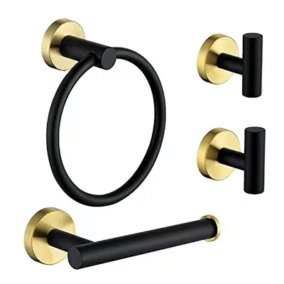 Ntipox Piece Stainless Steel Matte Black and Brushed Gold Bathroom Hardware Set Include Hand Tow