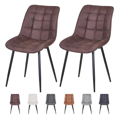 (BROWN) 2Pcs Faux Matte Suede Leather Dining Chairs Alba