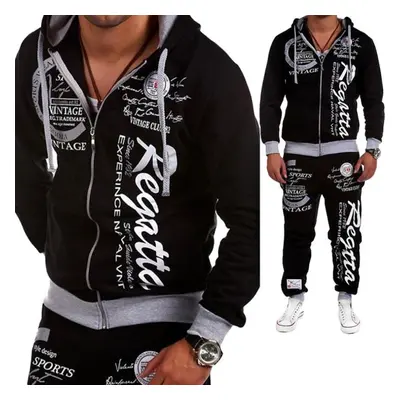 (grey, 3XL) Man Clothing Fashion Hooded Tracksuit Men Loose Printing Athletic Suit Jogging Suits