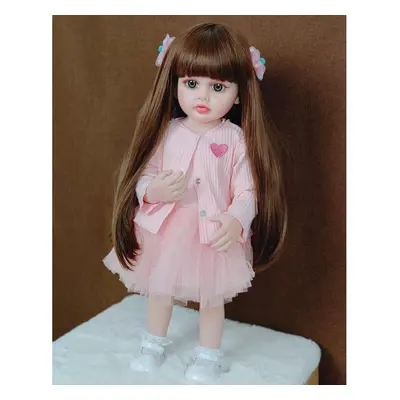 (as the picture) Cm Inch Reborn Baby Realistic Stand Girl Doll Full Soft Silicone Body Lifelike 