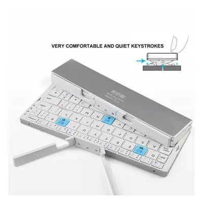 (white) Foldable Keyboard Wireless Bluetooth Folding Keyboard With Stand Rechargeable Mini Keybo