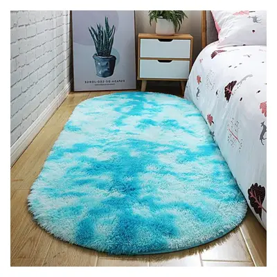 (light blue, 140X200cm) Oval-shaped Plush Carpets For Living Room Fashion Pink Fluffy Rugs Bedsi