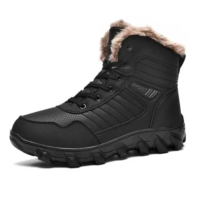 (black, 48) Plus Size Russian Style Winter Boots Men Shoes Waterproof Outdoor Ankle Boots For Me