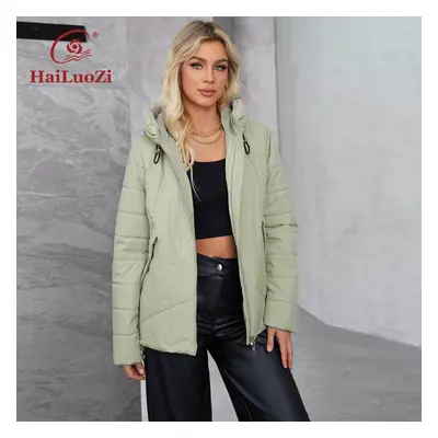 (apple green, XXXL) Hailuozi New Women&apos;s Jacket Short Hooded Quilted Women&apos;s Coat Clas