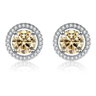 (champagne, 2x1 carat) Bagueringen Real Sterling Silver Jewelry Women&apos;s Moissanite Stud Ear