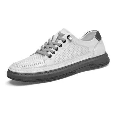 (white, 43) Men&apos;s Casual Leather Shoes Flat Shoes