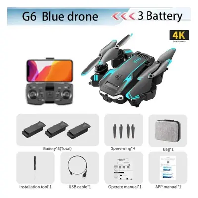 (blue, 4K camera-3 B) S6 New Professional Foldable Quadcopter Aerial Drone Hd Camera Rc Helicopt