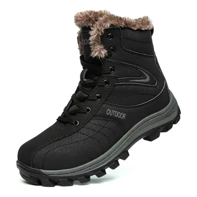 (black, 42) Russian Style Winter Boots Waterproof Outdoor Men Boots Ankle Snow Boots Plus Size H