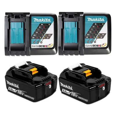 Makita BL1850 18v 2x LXT 5.0ah Lithium Batteries + DC18RC Dual Pack Fast Charger