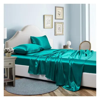 (green, King) Colors Four-piece Set Of Solid Color Luxury Sheets Bed Hat Pillowcase Home Bedding