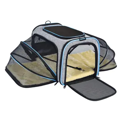 (grey) Expandable Pet Carrier Airline Approved Expandable Foldable Soft-sided Dog Carrier Pet Tr