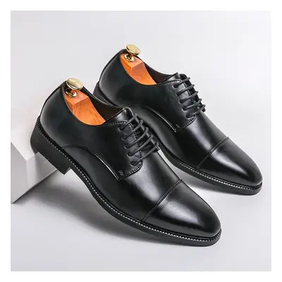 (black, 45) New Men&apos;s Dress Leather Shoes Luxury Fashion Groom Wedding Shoes Men Italian St