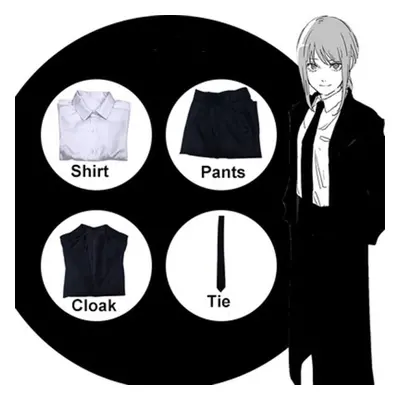 (as the picture, S) Anime 4pcs Full Sets Chainsaw Man Makima/power Uniform Cosplay Costume Outfi