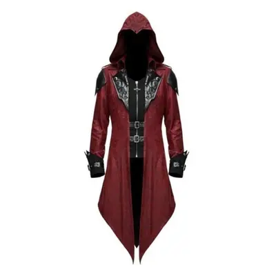 (red, L) S-5xl Men New Fashion Devil Fashion Mens Gothic Style Hooded Jacket Coat Red Black Dies