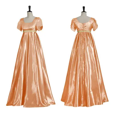 (orange, XL) Satin Gowns Victorian Ball Gowns Empire Waist Gowns Regency Gowns