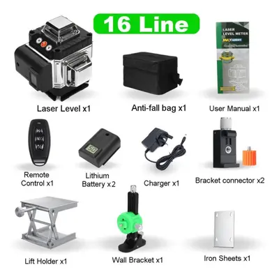 (2*Batteries) 4d Lines Laser Level Self-leveling Function Leveling Laser Ground Wall Sticker Wit