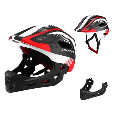 (Black&Red&White) Lixada Kids Detachable Full Face Bike Helmet Breathable Ultralight Cycling Spo