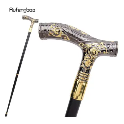 (as the picture) Golden Black Luxury Flower Handle Fashion Cosplay Walking Stick For Party Decor