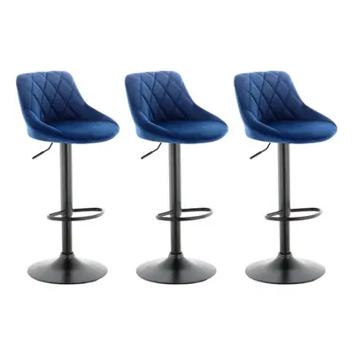 Set of Blue VALENCIA Velvet Bar Stools, swivel height adjustable bar stools