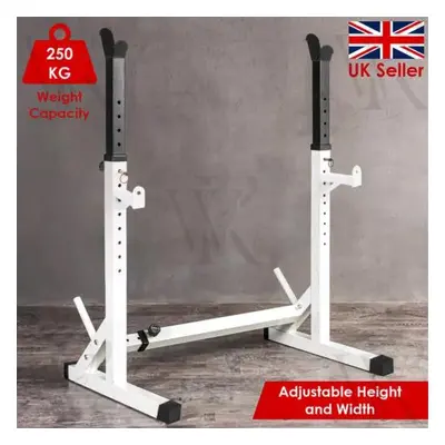 Adjustable Barbell Rack Squat Stand Pair Weight Lifting Bench Press Home Gym UK