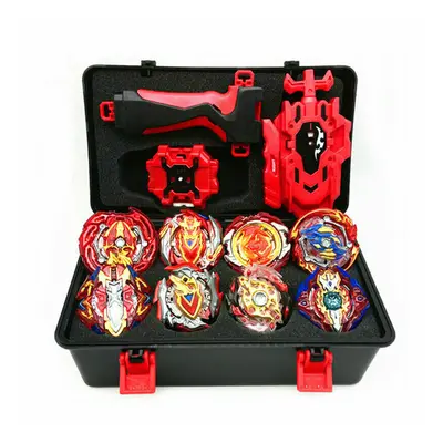 8Pcs Gyro Beyblade Burst Set Grip Launcher Portable Storage Box Case