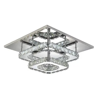 Crystal Ceiling Light, Stainless Steel Ceiling Light 36W, for Dining Room, Living Room or Kitche