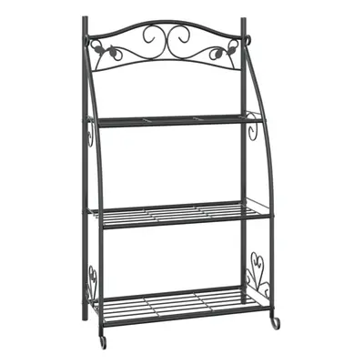 vidaXL Flower Rack Black 56x30x96 cm Steel Display Holder Rack Ladder Shelf