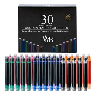 Wordsworth & Black Fountain Pen Ink Refills - Set of Assorted Colors Ink Cartridges - Internatio