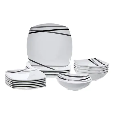 Amazon Basics - Piece Kitchen Dinnerware Set - Square Plates Bowls Service for - Modern Beams