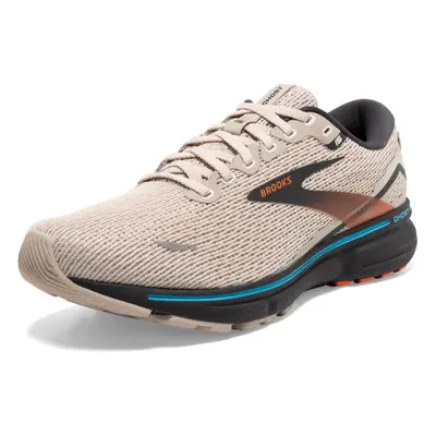 Brooks Men's Ghost Neutral Running Shoe - White Sand/Red Orange/Blue - Medium