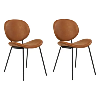 Set of Dining Chairs LUANA Faux Leather Golden Brown