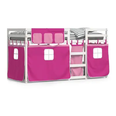 (white and pink, x cm) vidaXL Bunk Bed with Curtains Kids Twin Sleeper Blue 90x190 cm Solid Wood