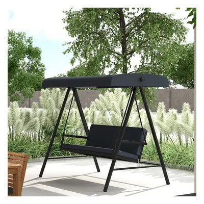 Outsunny Seater Garden Swing Chair with Adjustable Canopy, Dark Grey